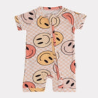 NR PIP + PHEE BAMBOO PLAYSUIT | PEACH SMILEYS