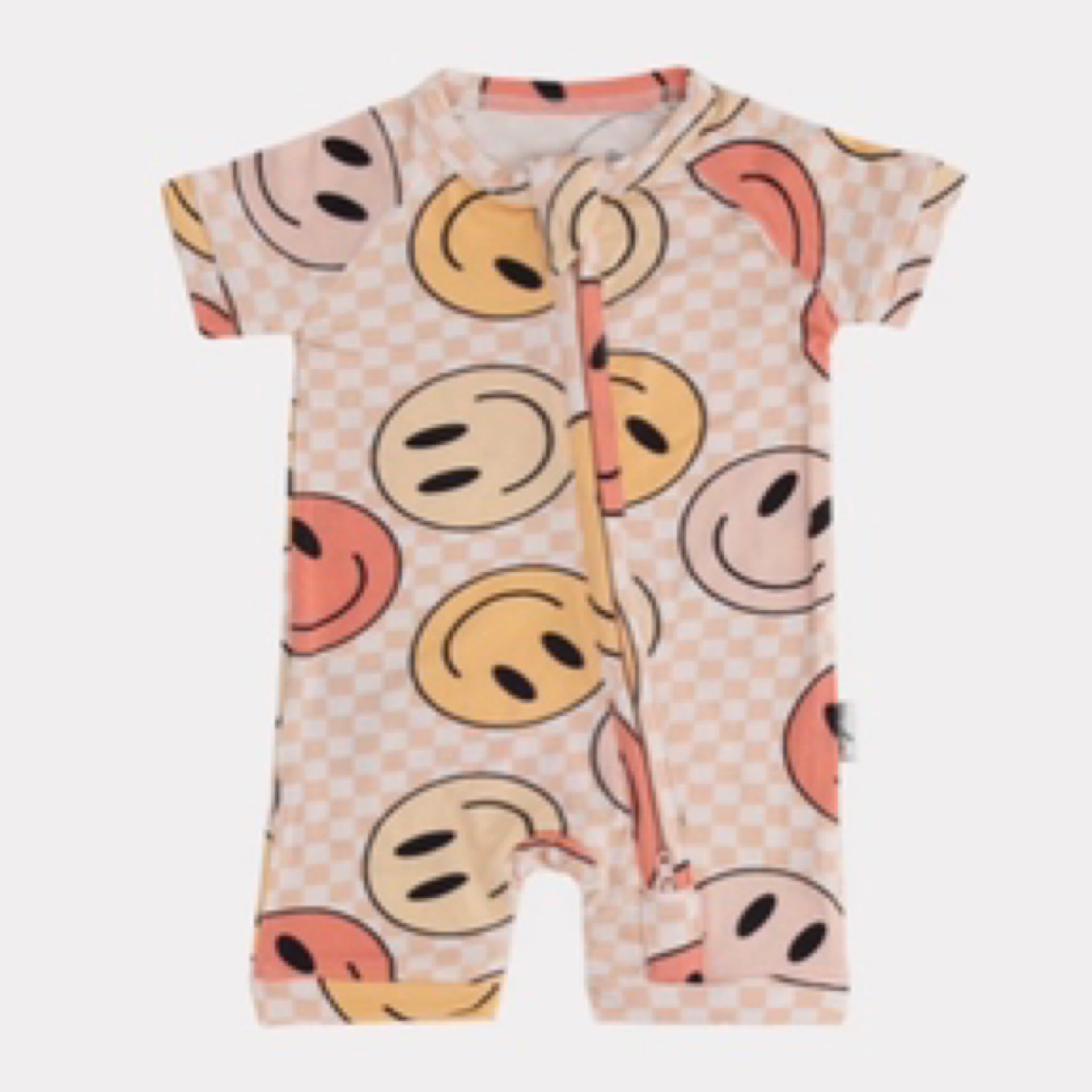 NR PIP + PHEE BAMBOO PLAYSUIT | PEACH SMILEYS