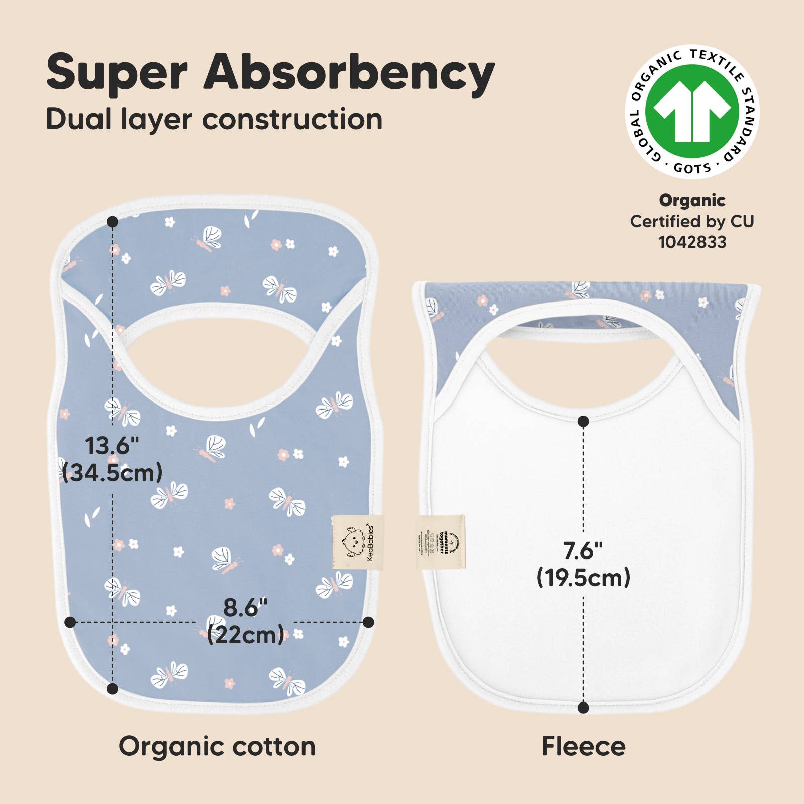NR KEABABIES 8-PACK HALLO DROOL BIBS | FLEUR