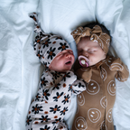 NR PIP + PHEE BAMBOO FOOTED SLEEPER | CARAMEL SMILEYS