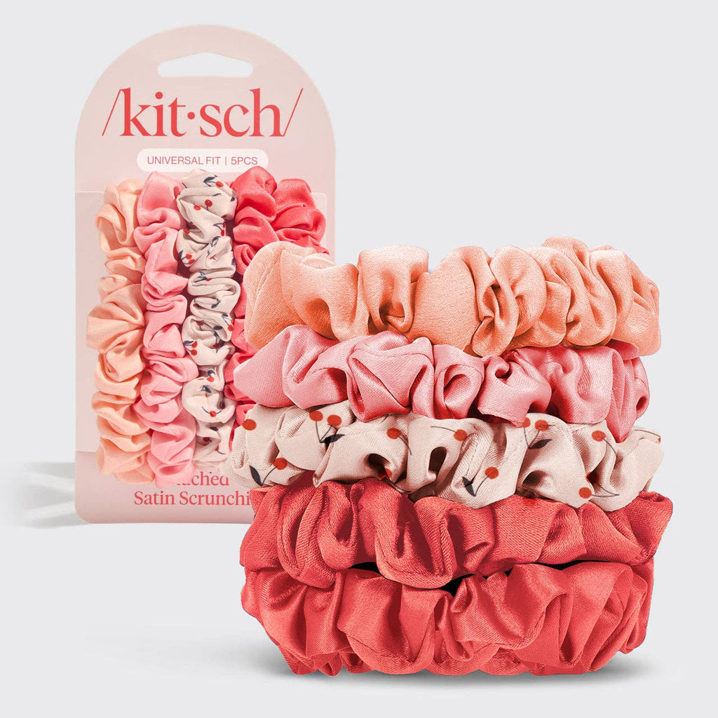 NR KITSCH SATIN SCRUNCHIES 5pc | CHERRY BLOSSUM