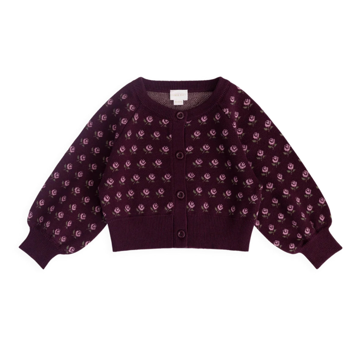 Evie Cardigan - Evie Jacquard Fig