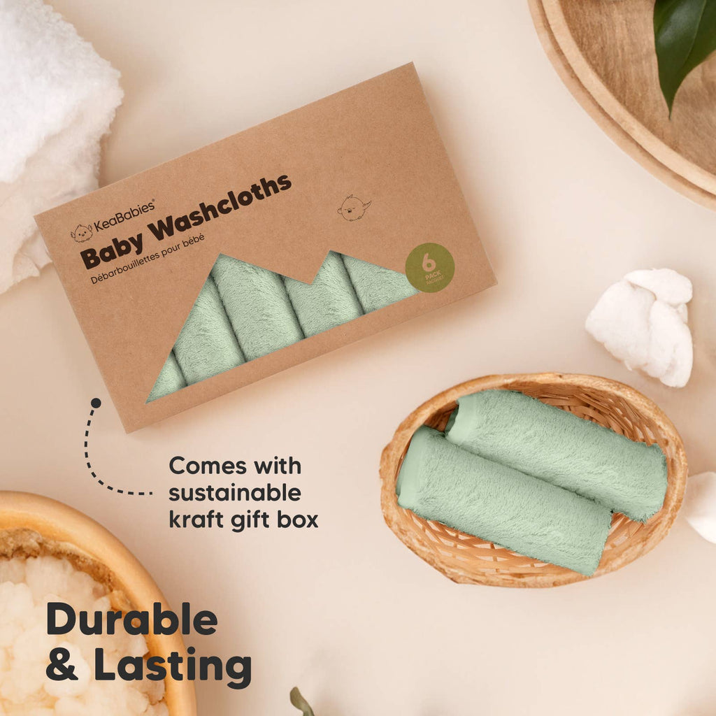 NR KEABABIES WASH CLOTHS | 6 PACK | PISTACHIO