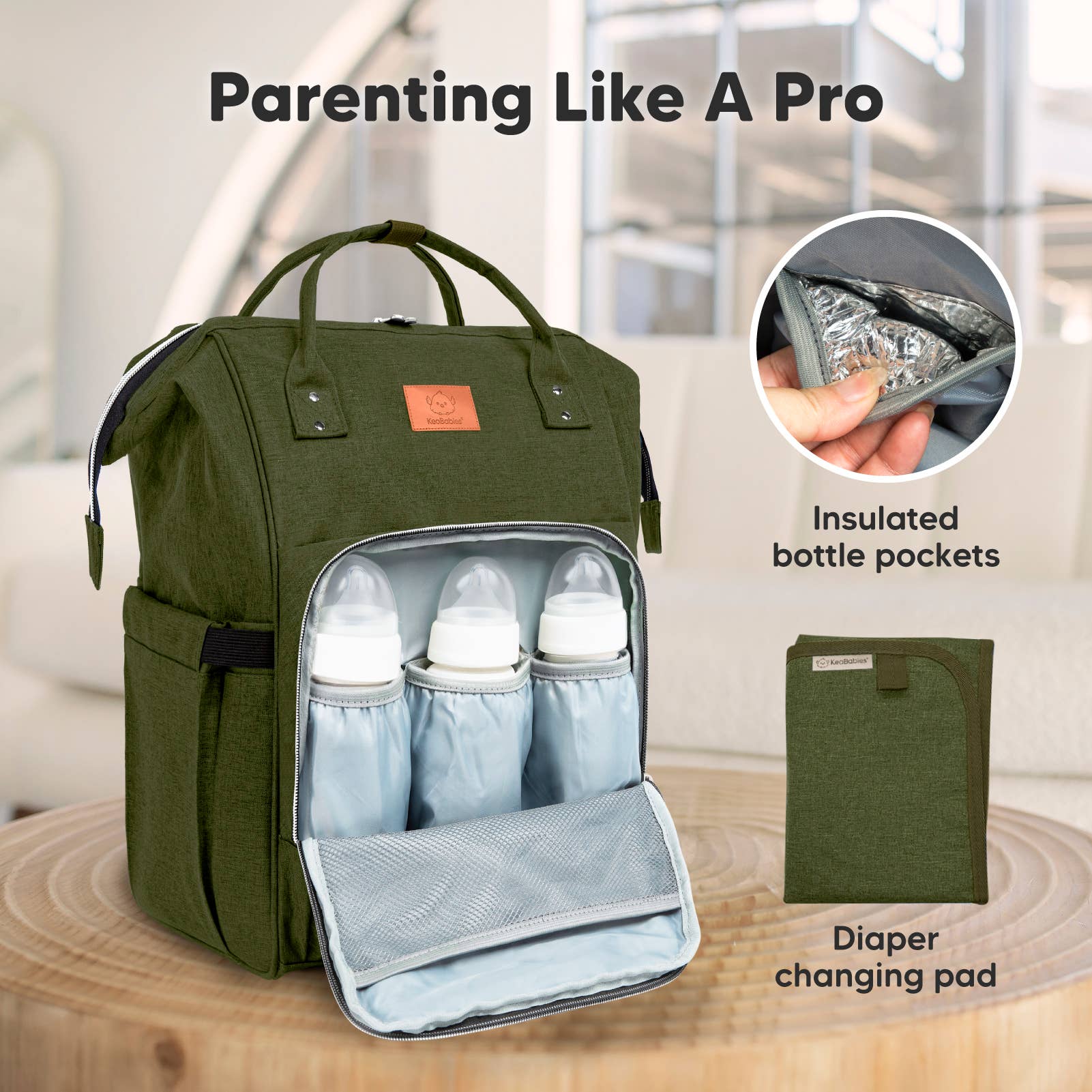 NR KEABABIES DIAPER BAG BACK PACK | OLIVE