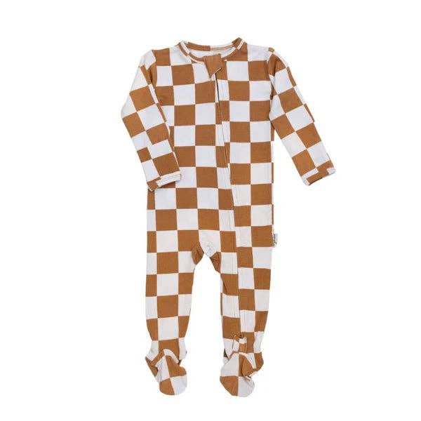 NR PIP + PHEE BAMBOO FOOTED SLEEPER | MAPLE GRID | NEWBORN