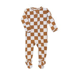 NR PIP + PHEE BAMBOO FOOTED SLEEPER | MAPLE GRID | NEWBORN
