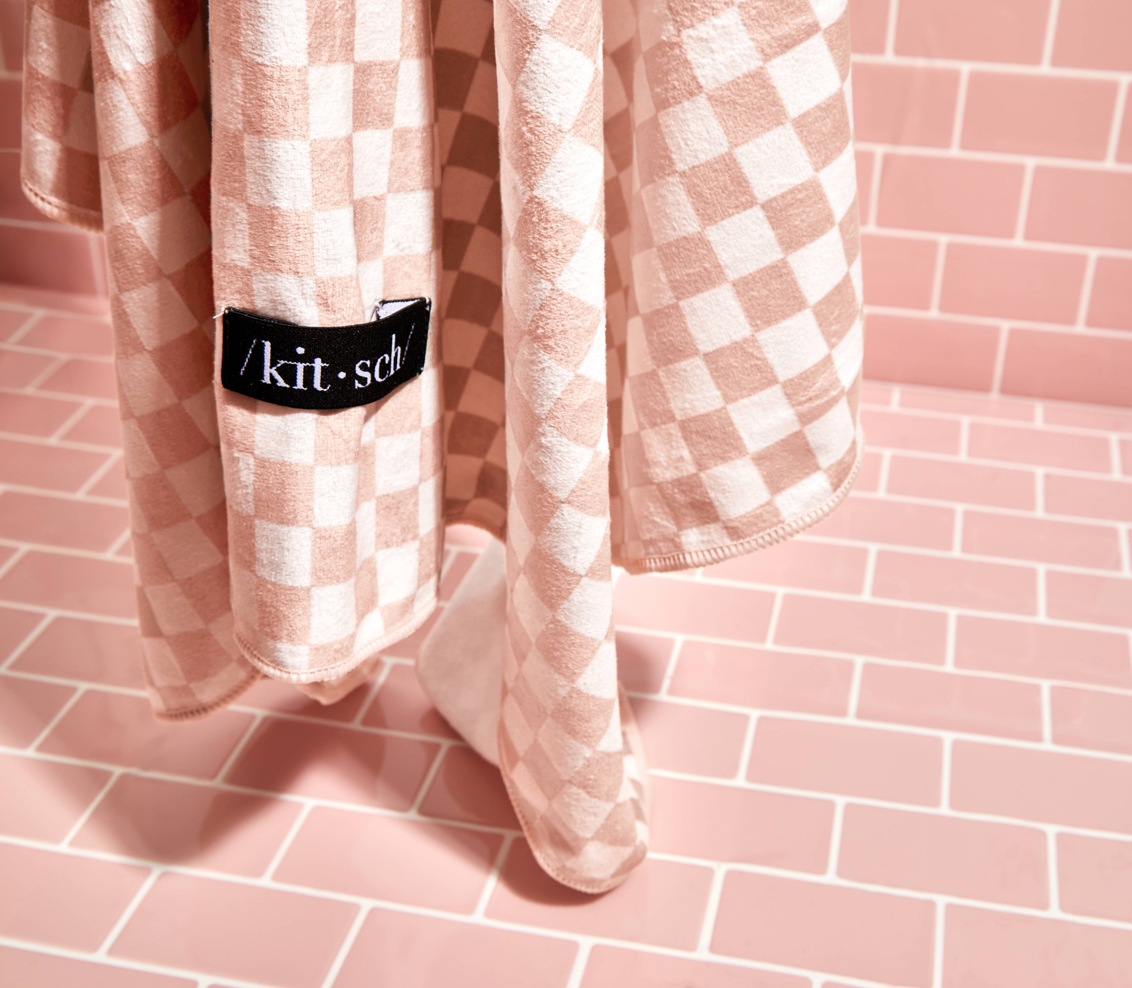 NR KITSCH XL HAIR TOWEL WRAP | TERRACOTTA CHECKER