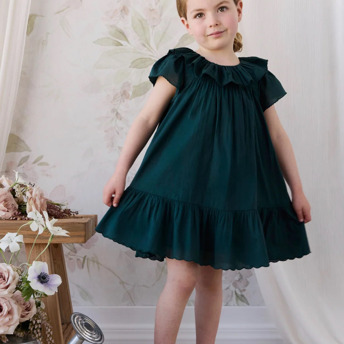 Organic Cotton Calianna Dress - Deep Fern