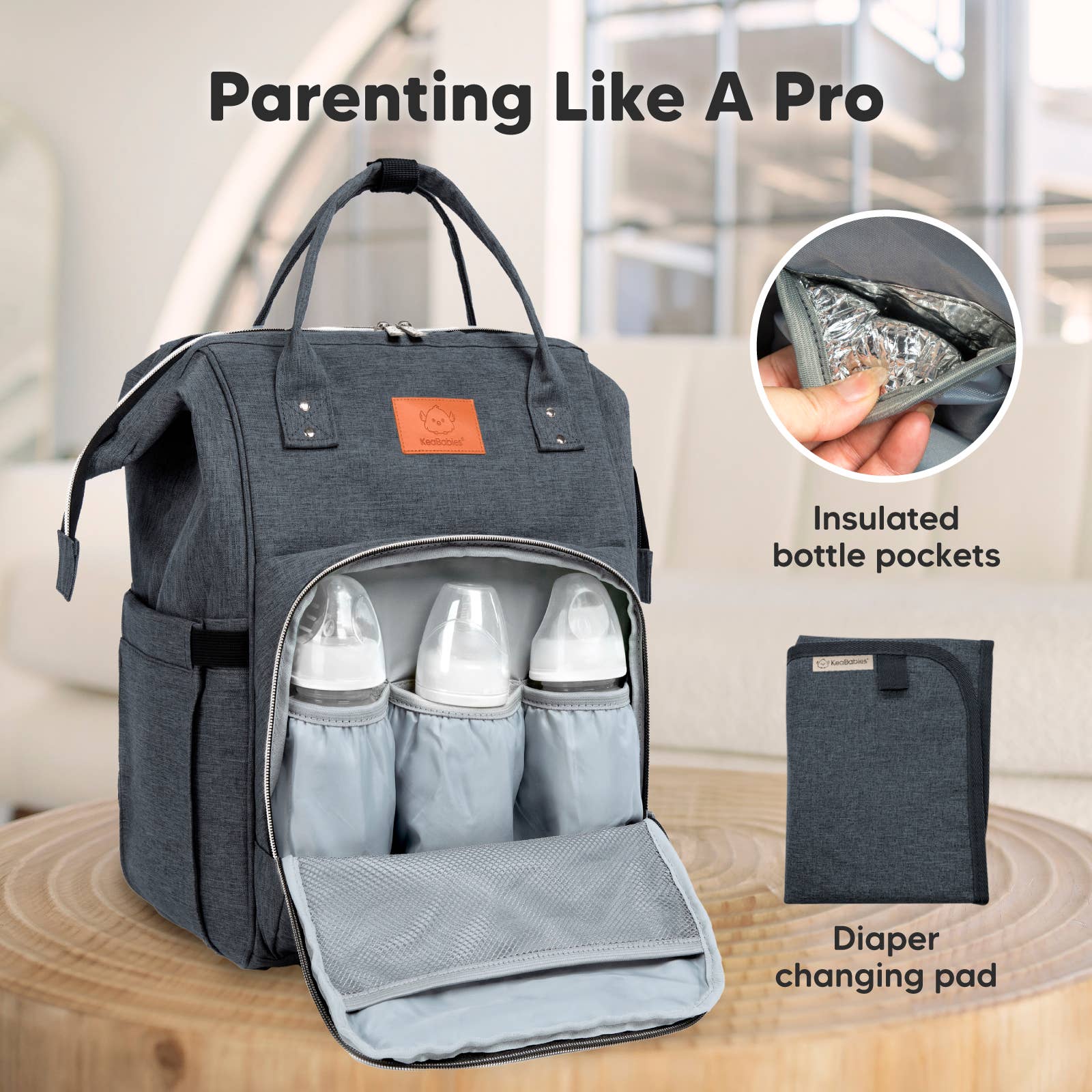 NR KEABABIES DIAPER BAG BACK PACK | MYSTIC GRAY