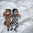 NR PIP + PHEE BAMBOO FOOTED SLEEPER | CARAMEL SMILEYS
