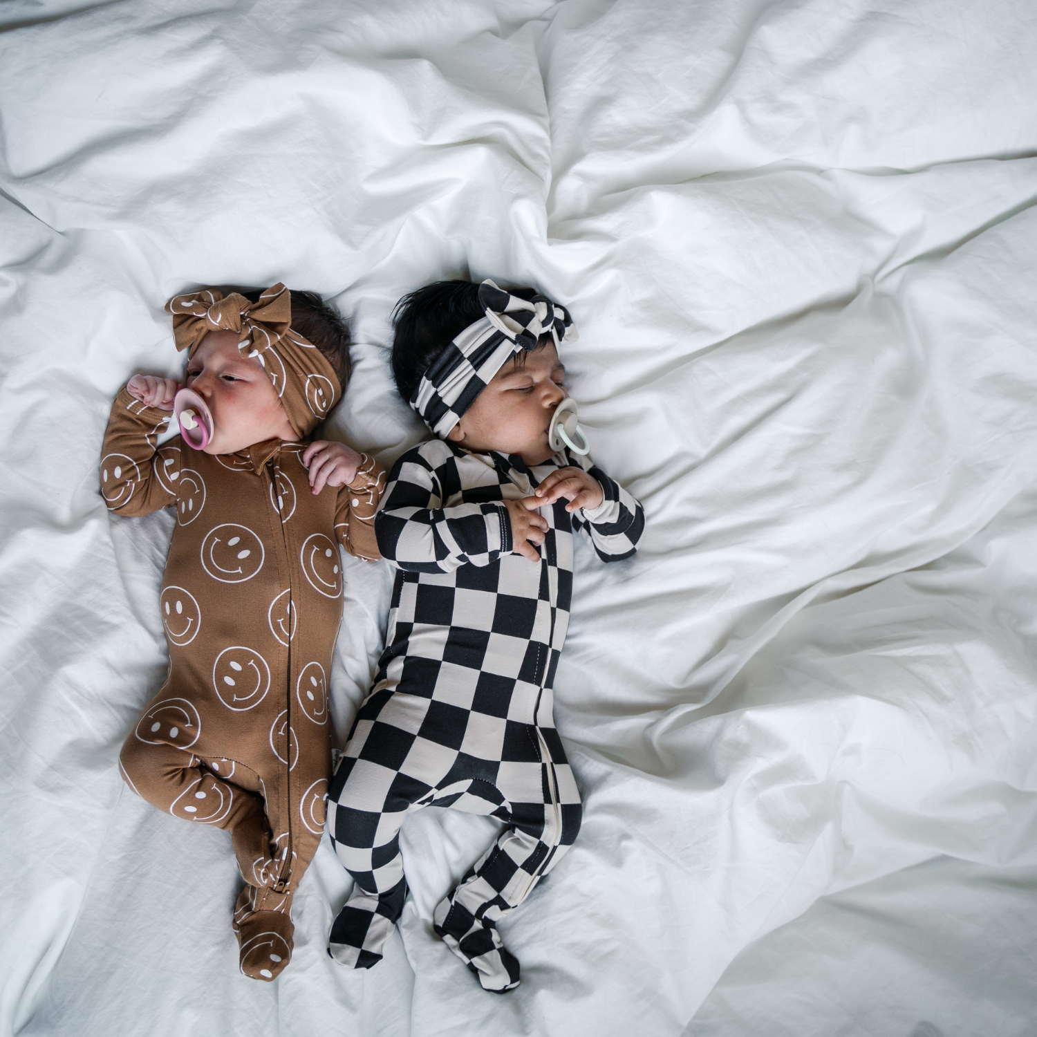 NR PIP + PHEE BAMBOO FOOTED SLEEPER | CARAMEL SMILEYS