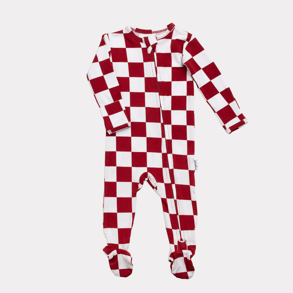 NR PIP + PHEE CRANBERRY CHECK SLEEPER