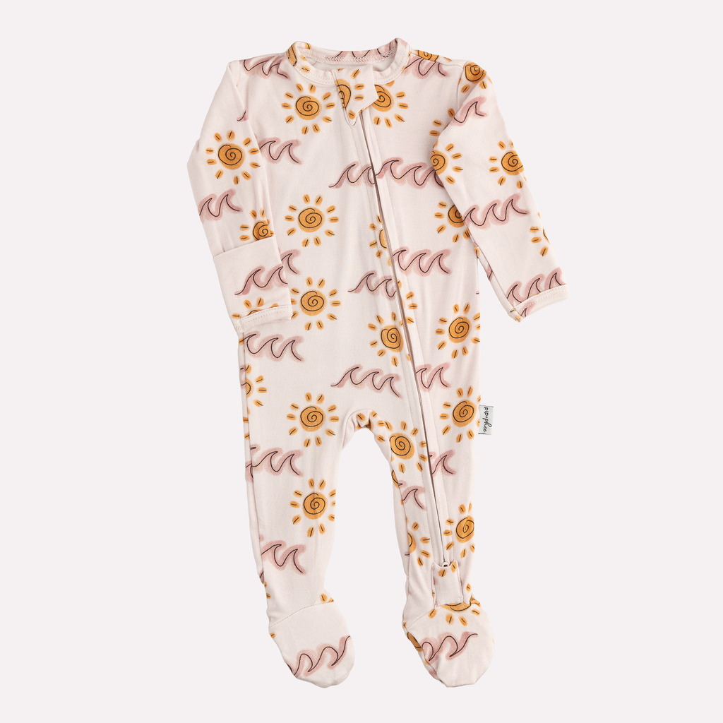 NR PIP + PHEE BAMBOO FOOTED SLEEPER | MAPLE GRID | NEWBORN