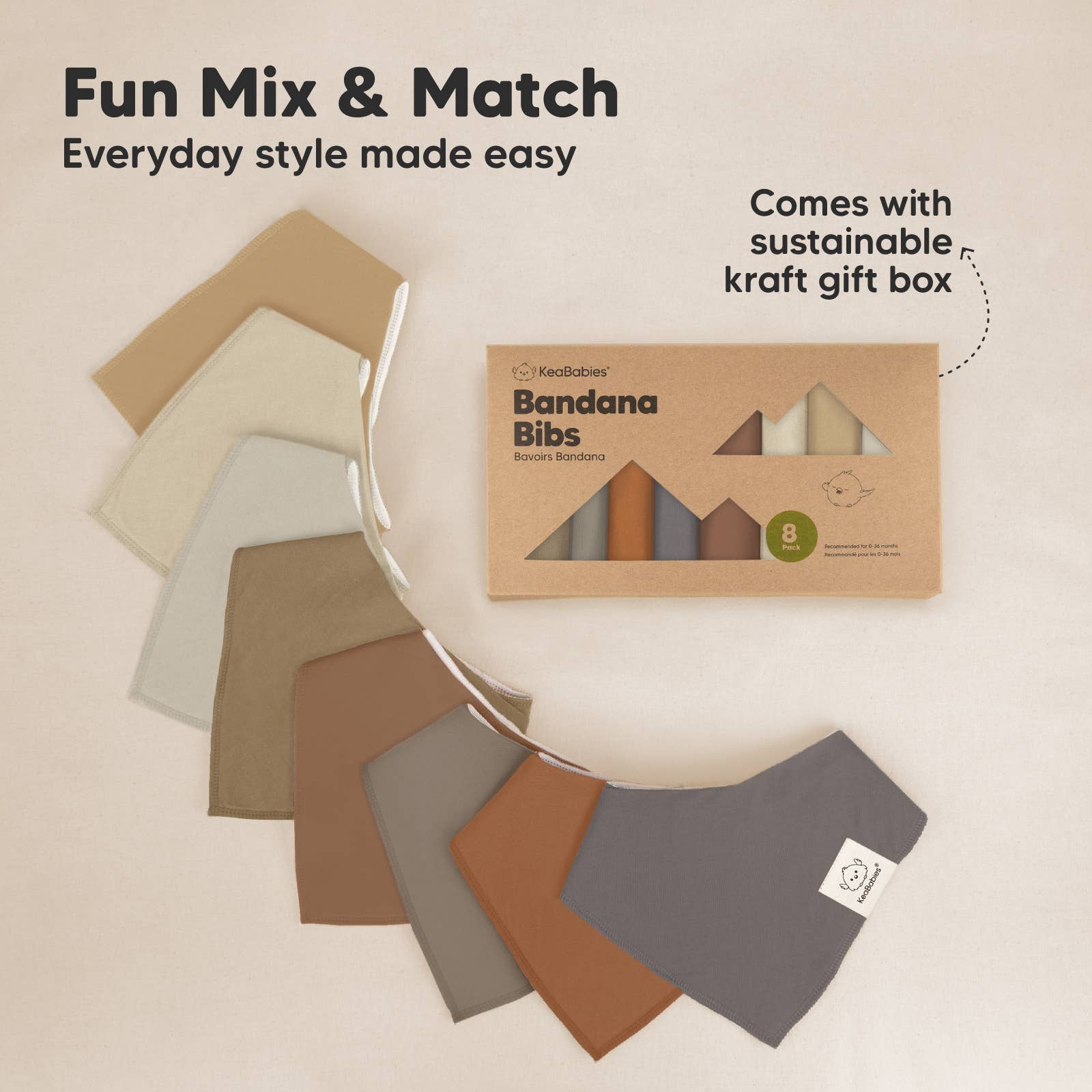 NR KEABABIES BABY BANDANA BIBS | 8-PACK | TERRACOTTA