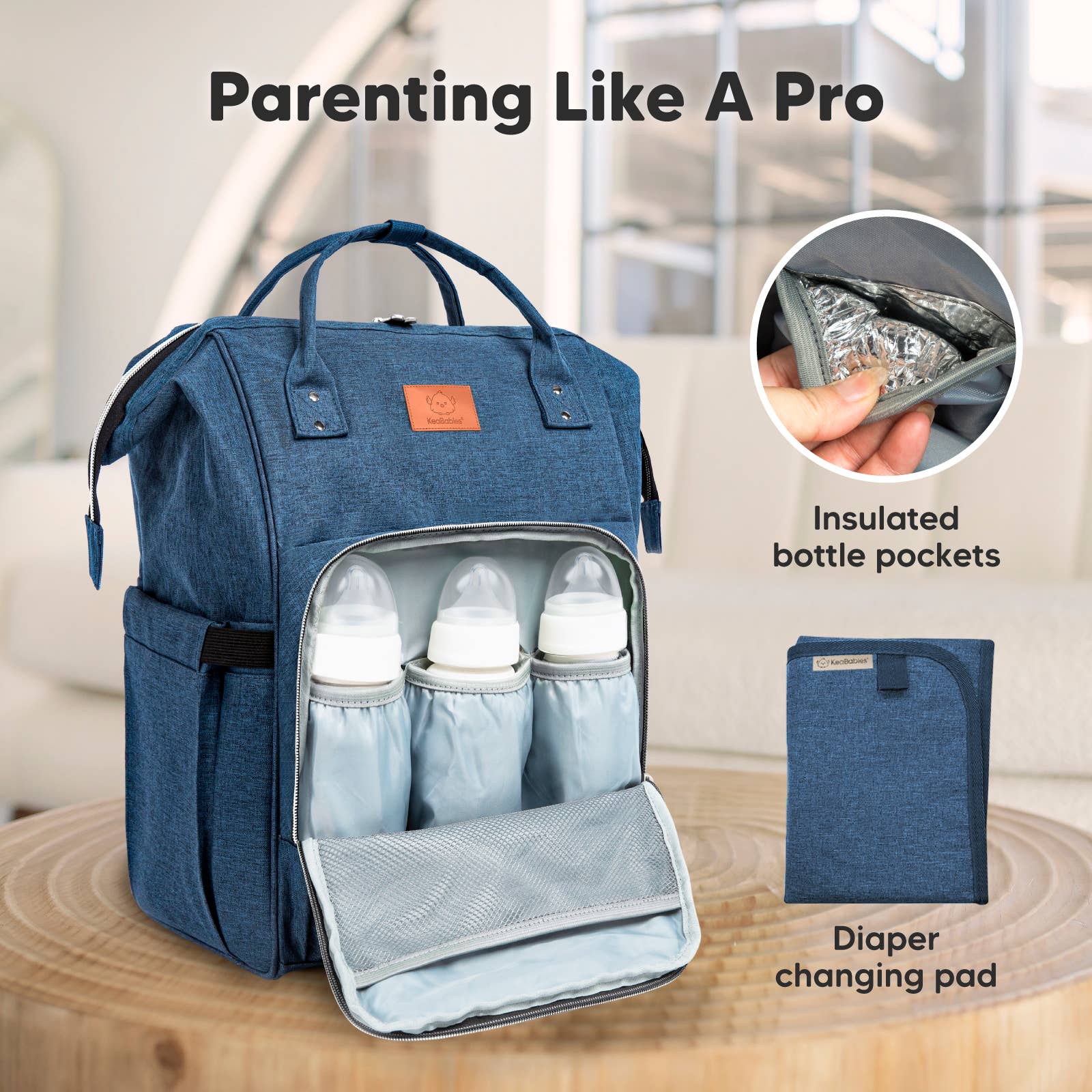 NR KEABABIES DIAPER BAG BACK PACK | STEEL BLUE