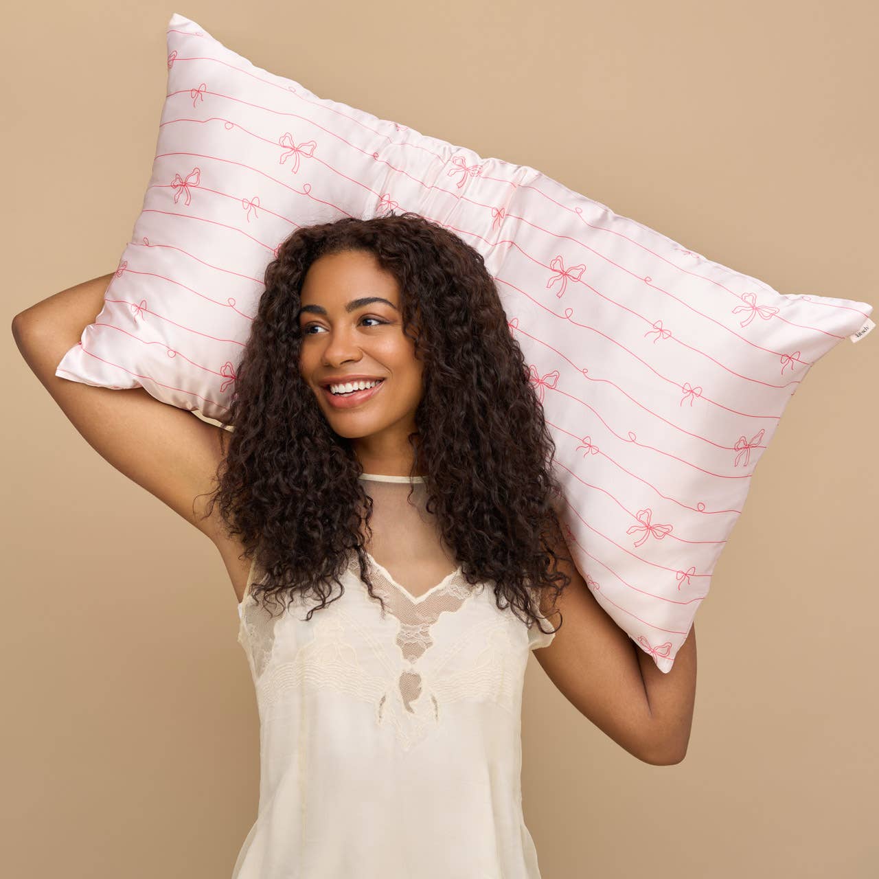 NR KITSCH KING SATIN PILLOWCASE | STRIPED BOWS