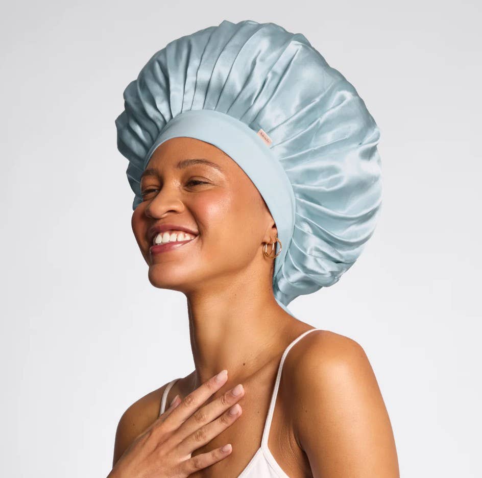 NR KITSCH ADJUSTABLE OVERSIZED SATIN BONNET | HAZEL BLUE