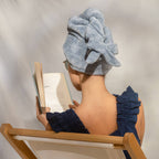 NR KITSCH PLUSH MICROFIBRE HAIR TOWEL TURBAN | COASTAL BLUE