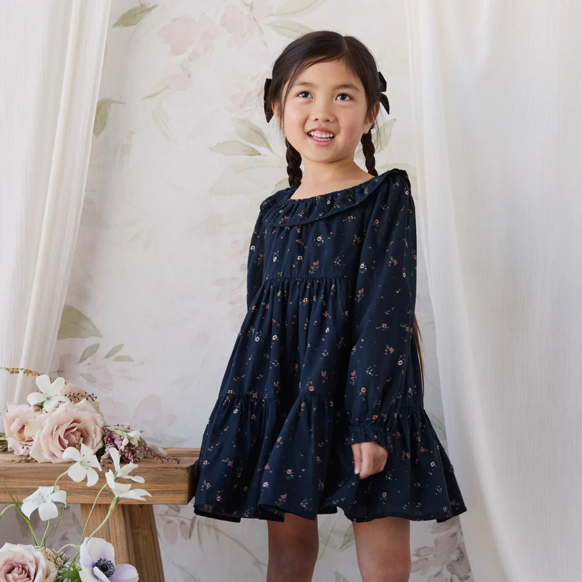 Organic Cotton Tayah Dress - Eloise Navy
