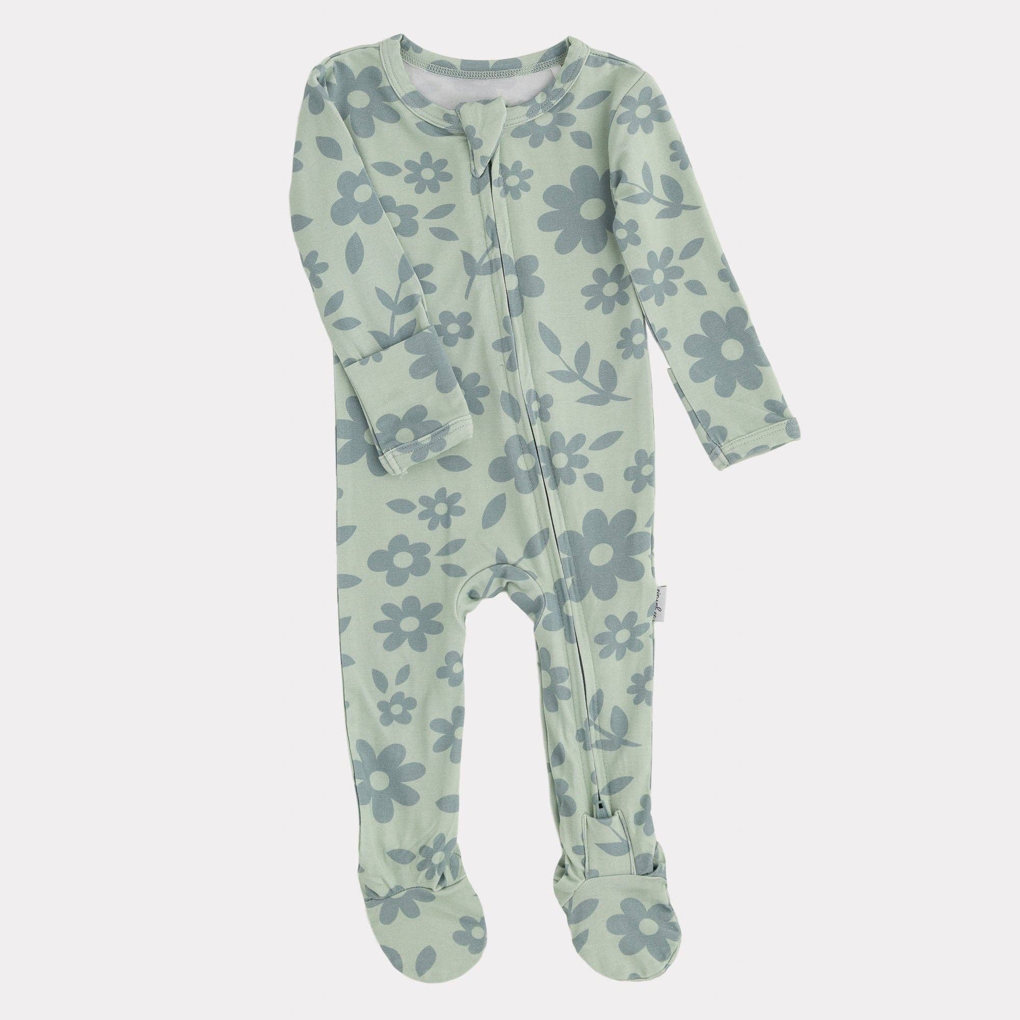NR PIP + PHEE BAMBOO FOOTED SLEEPER | MINT FLORAL | NEWBORN
