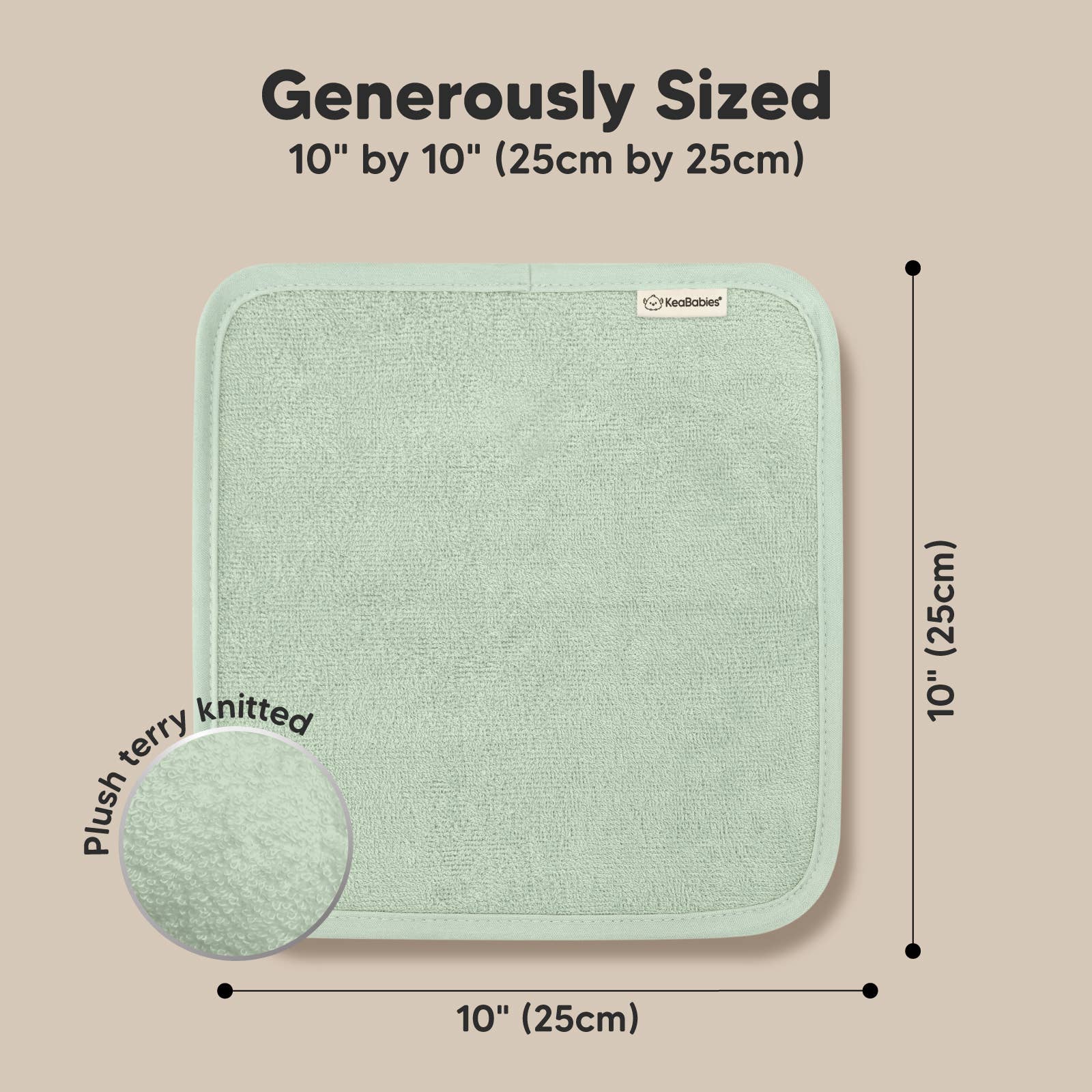 NR KEABABIES WASH CLOTHS | 6 PACK | PISTACHIO