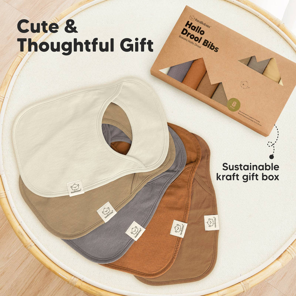 NR KEABABIES 8-PACK HALLO DROOL BIBS | TERRACOTTA