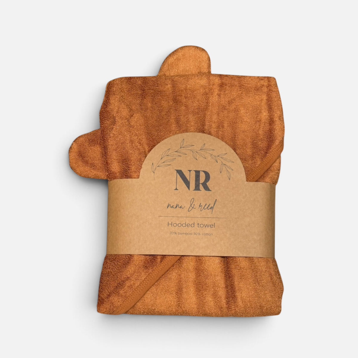 NR HOODED BEAR TOWEL | 36x36 | COGNAC