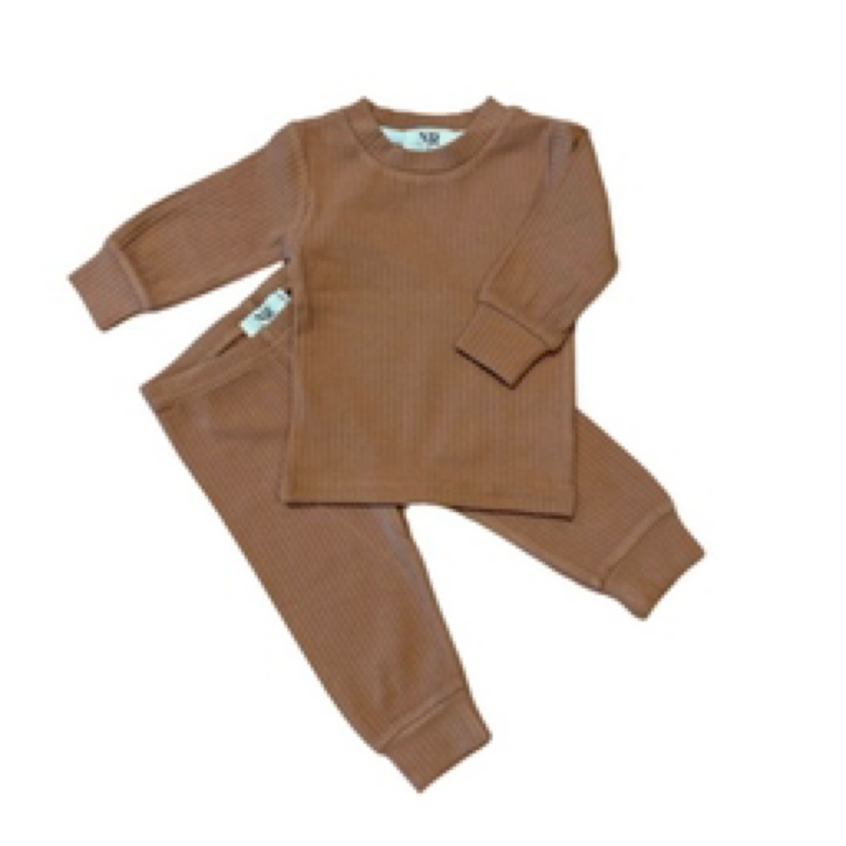NR COTTON RIBBED 2PC SET | COGNAC