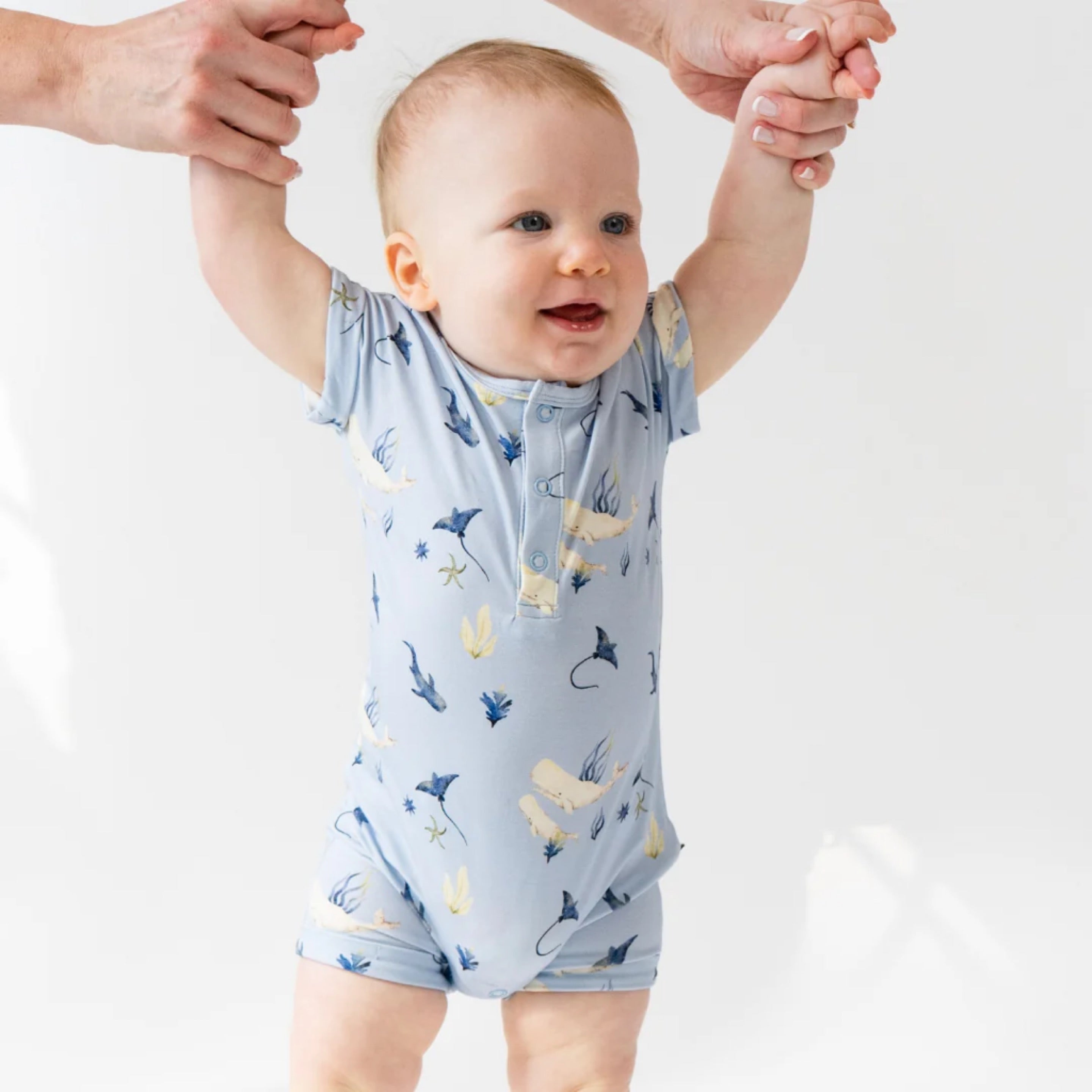 NR BELAN J | SHORT SLEEVE ROMPER | WHALE LOVER