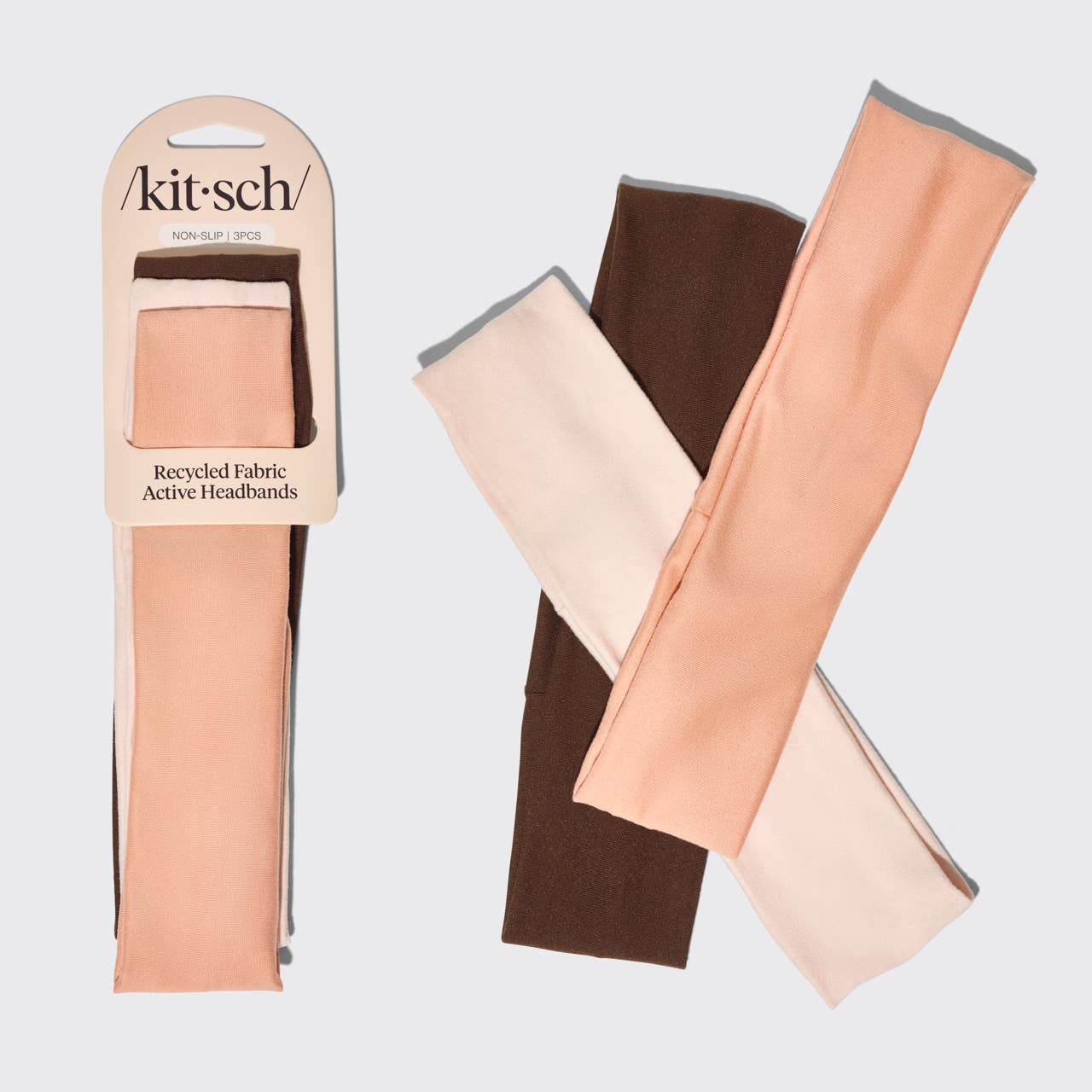 NR KITSCH ACTIVE HEADBAND 3PC SET | ROSEWOOD
