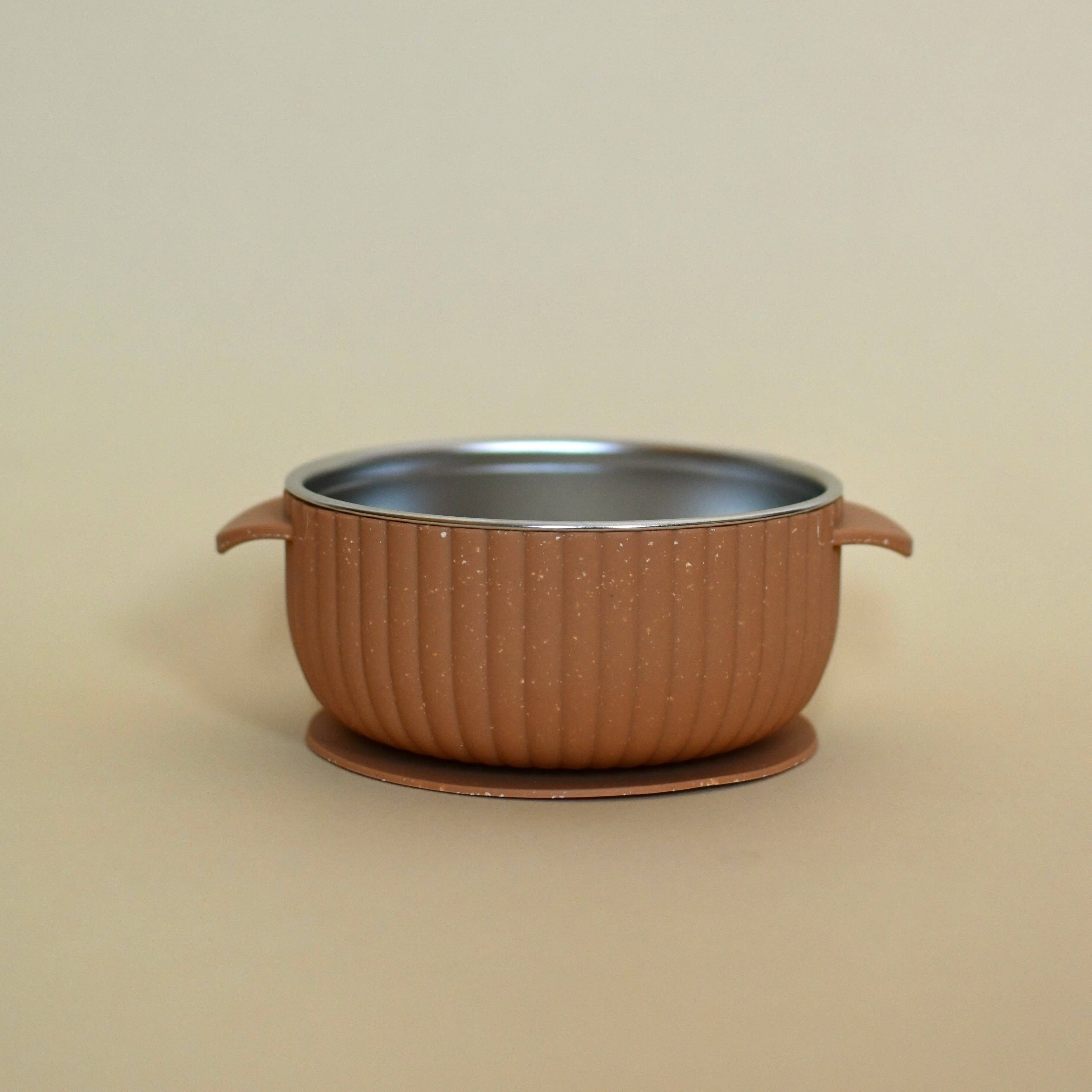 NR MINIKA STAINLESS & SILICONE BOWL | ALMOND