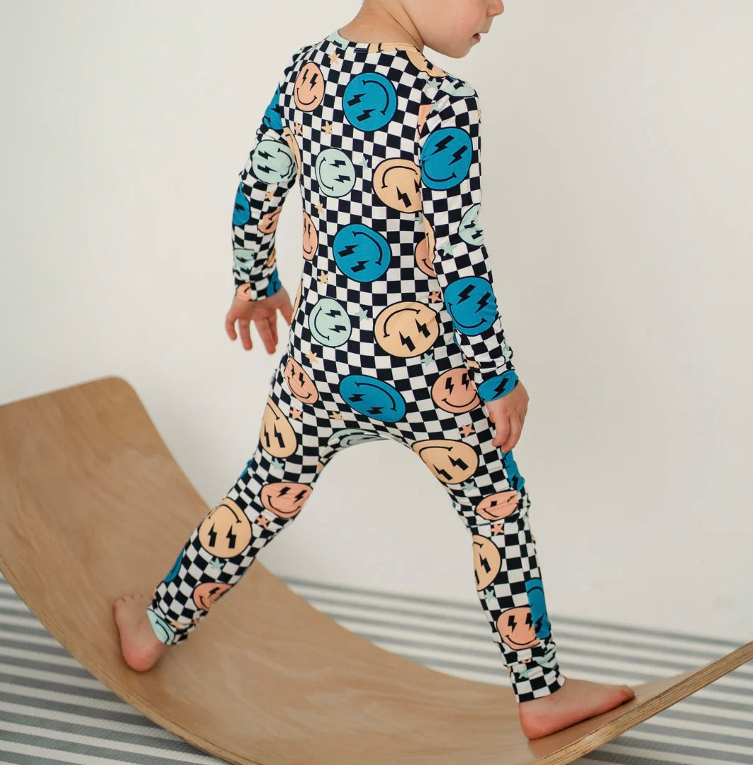 NR PIP + PHEE BAMBOO FOOTLESS SLEEPER | TEAL SMILEYS