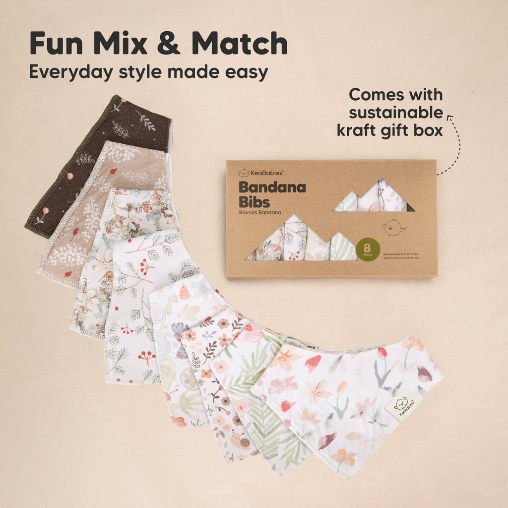 NR KEABABIES BABY BANDANA BIBS | 8-PACK | BLOOM