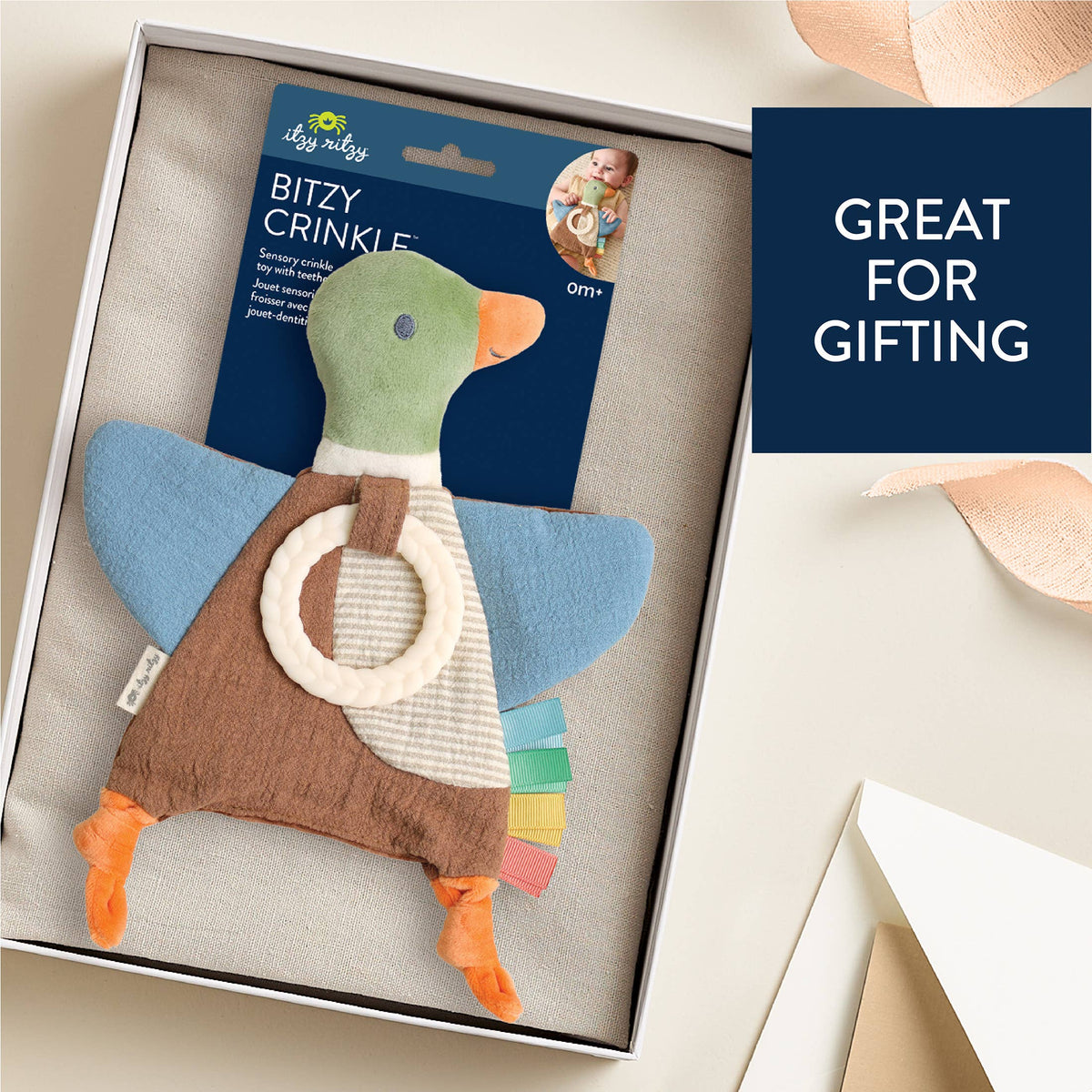 NR BITZY CRINKLE SENSORY TOY TEETHER | MALLARD