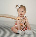 NR PIP + PHEE BAMBOO PLAYSUIT | PEACH SMILEYS