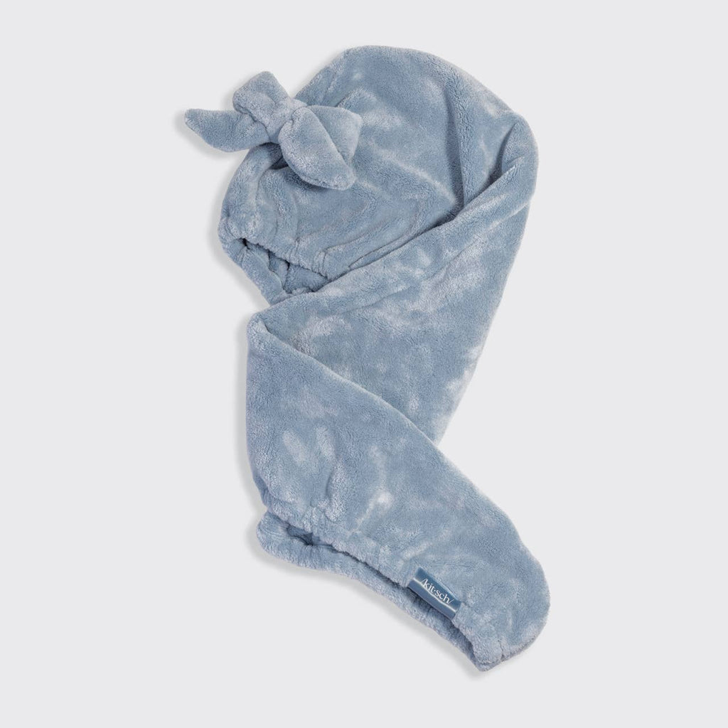 NR KITSCH PLUSH MICROFIBRE HAIR TOWEL TURBAN | COASTAL BLUE