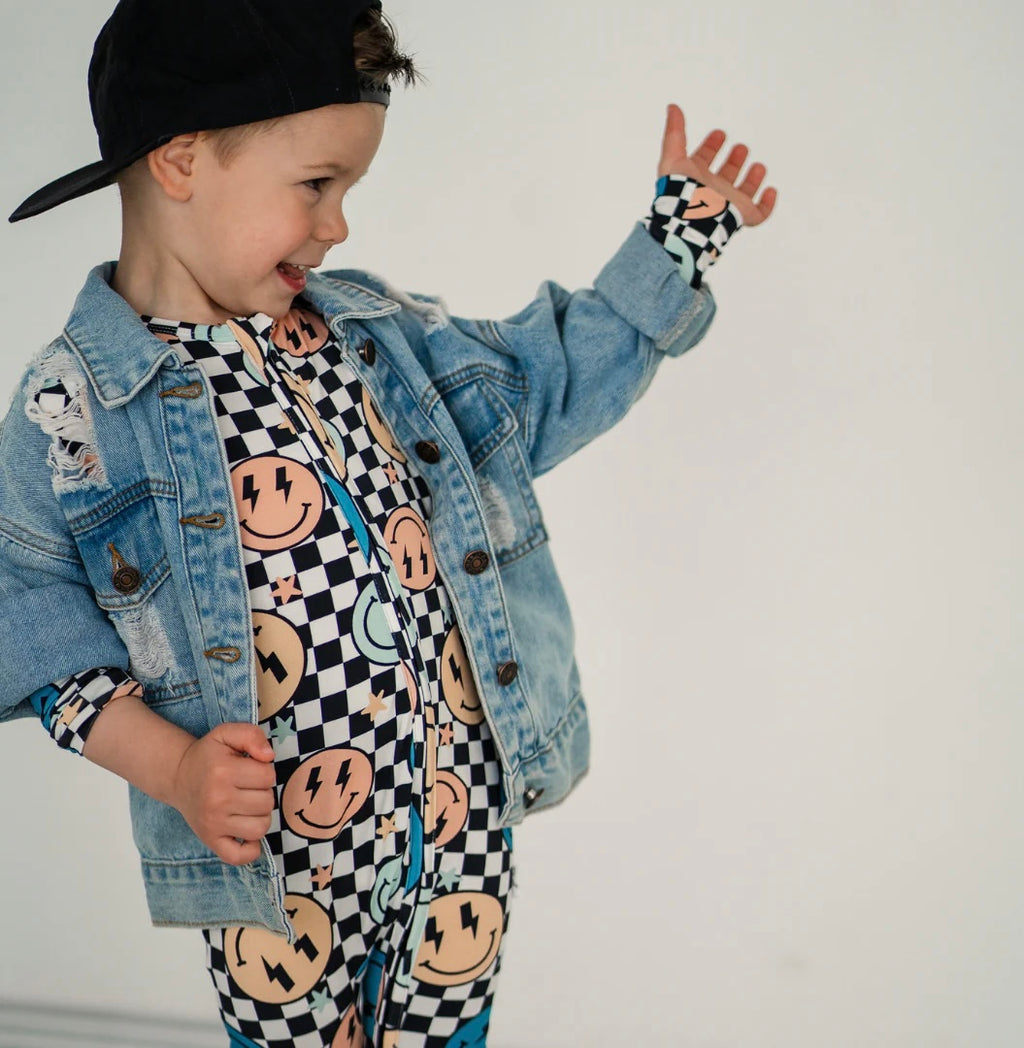 NR PIP + PHEE BAMBOO FOOTLESS SLEEPER | TEAL SMILEYS